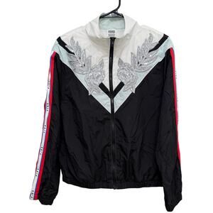 Victorias Secret PINK Bling Sequin Appliqué Jacket Windbreaker Black Logo XS/S